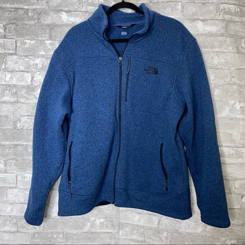 Used men’s The North Face full zip fleece - size XL - blue